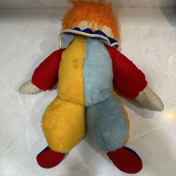 Vintage Plush Clown Stuffed Creepy Colorful Circus Toy Orange Hair 1979 - Picture 5 of 6